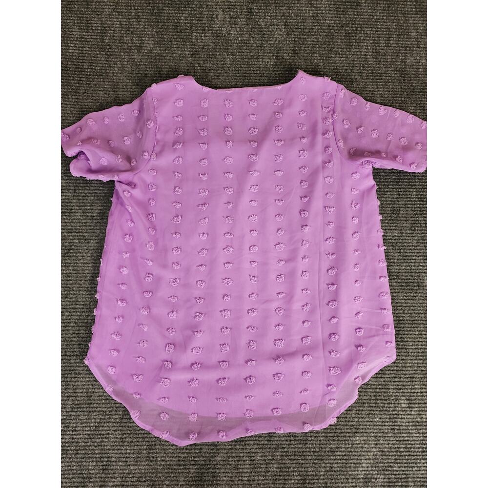 Zenana Womens Large Lot of 2 Short Sleeve Swiss Dot Blouse V-Neck Black Purple - Picture 4 of 10